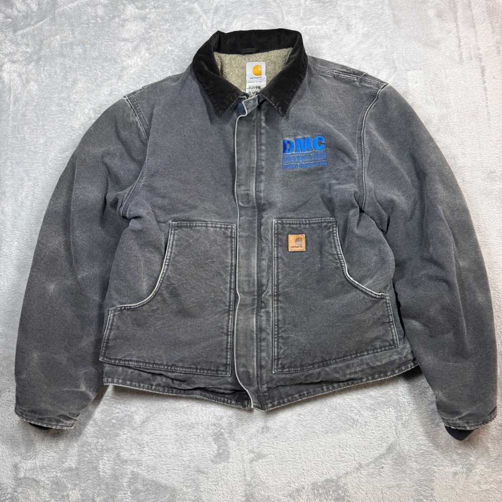 Vintage Carhartt J164 PTL Detroit Jacket Mens Large Grey Faded Distressed Y2K